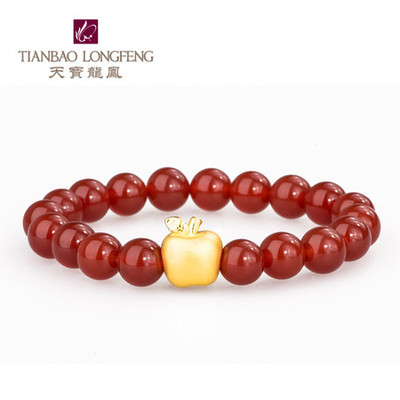 天寶龍鳳足金3D硬金小蘋果轉(zhuǎn)運(yùn)珠手串 愛(ài)意與祝福的璀璨信物